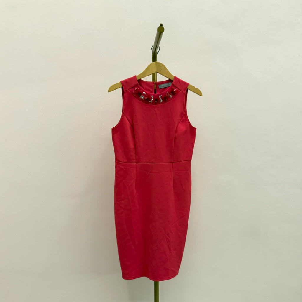 PRELOVED Dorothy Perkins Pink Fuschia Sleeveless A-Line Bodycon Mini Dress Barbie Fashion Wanita