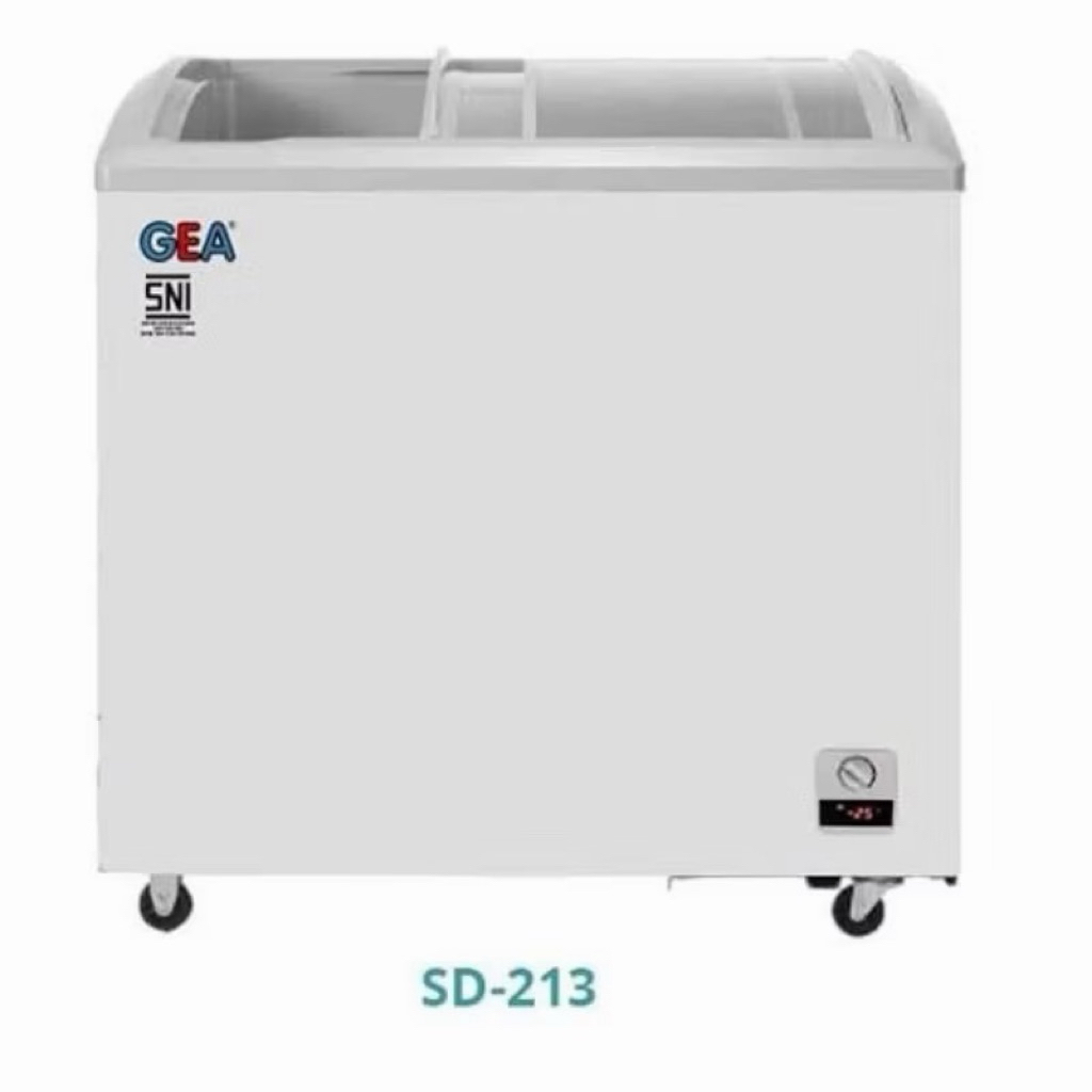 GEA SD-213 SLIDING Curved GLASS FREEZER 213 Liter SD 213 Freezer Kaca