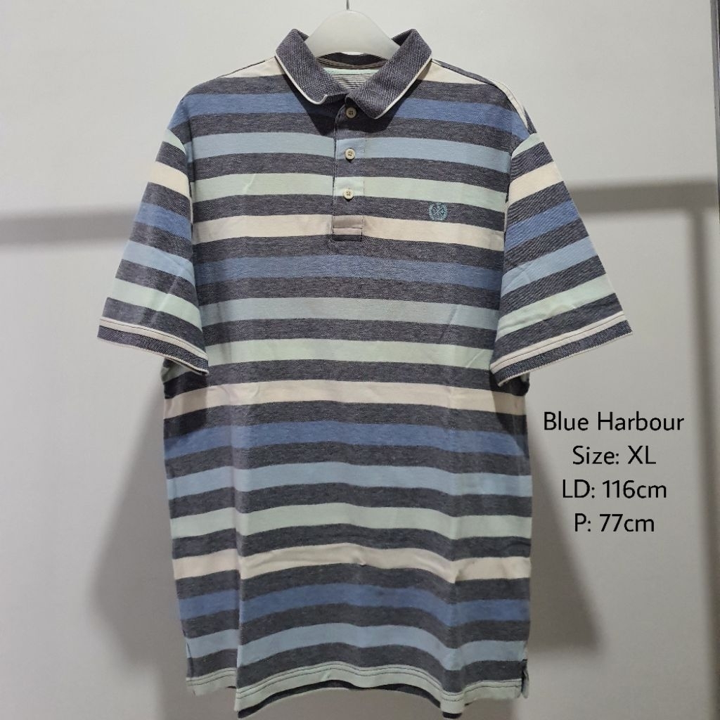 Kaos Polo tshirt blue harbour m&s preloved