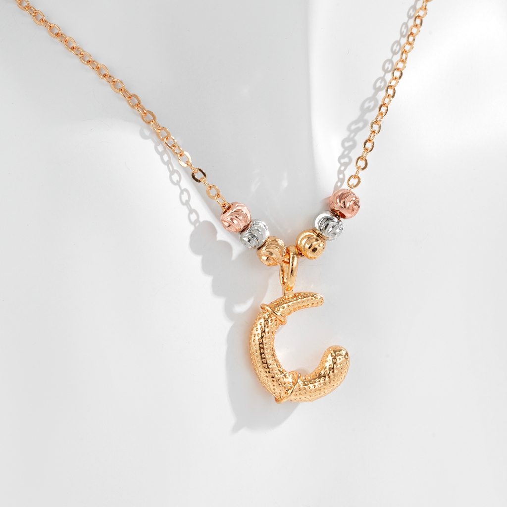 Hyl Jewelry 658N Huruf Kalung Titanium Muda Emas Wanita Anti Karat Asli Panjang
