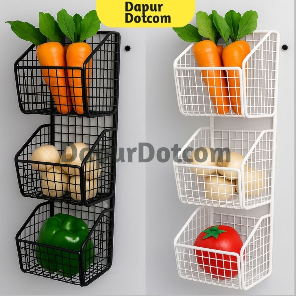 DD Rak Keranjang 3 Susun Besi / Rak bumbu/Rak Keranjang Susun  Free Perekat