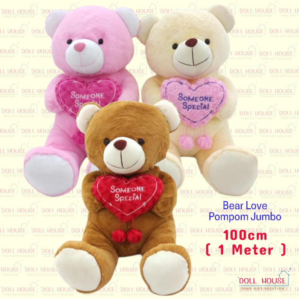 Boneka Beruang Love Pompom / Boneka Bear Love / Boneka Bear Beruang / Boneka Teddy Bear / Boneka Ber