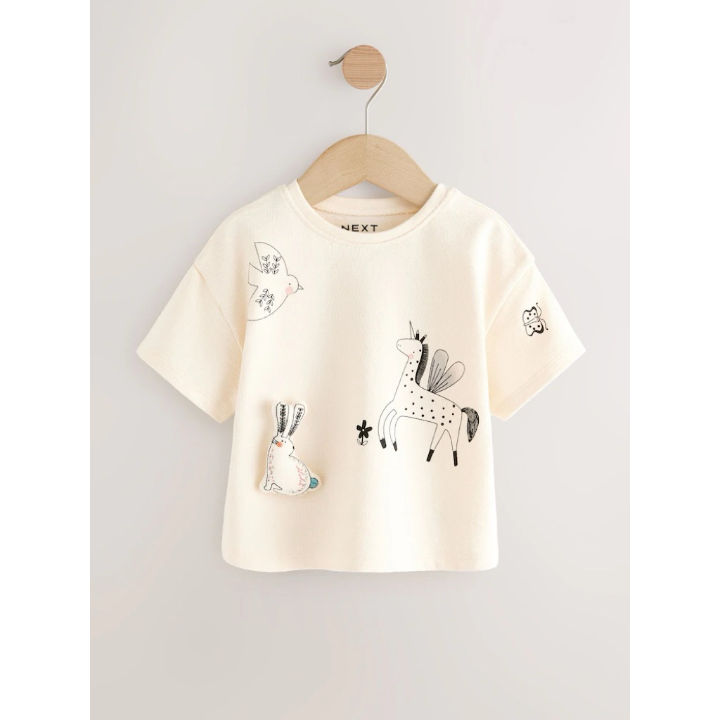 Nextbaby Ecru Unicorn Standard Short Sleeve Tshirt