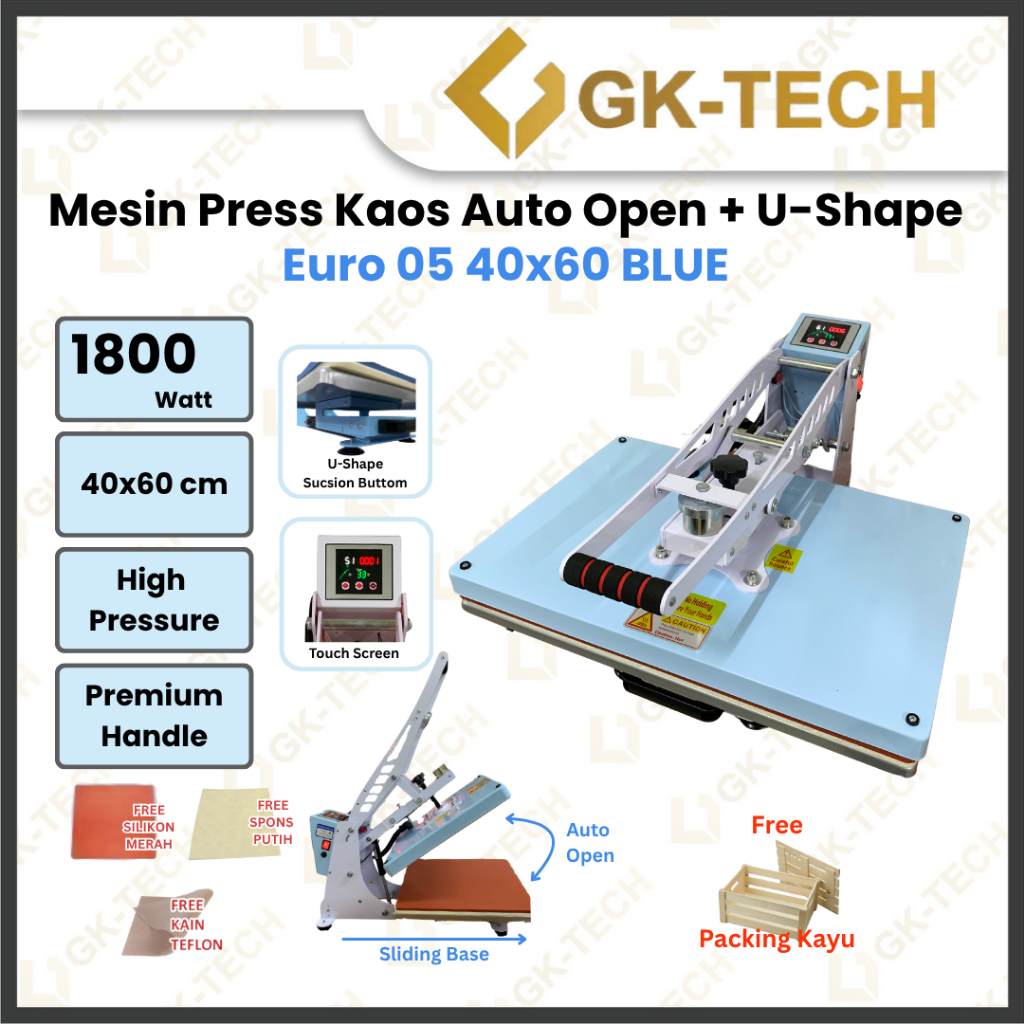 Mesin Press Sablon Kaos OTOMATIS Auto Open Sliding 38x38