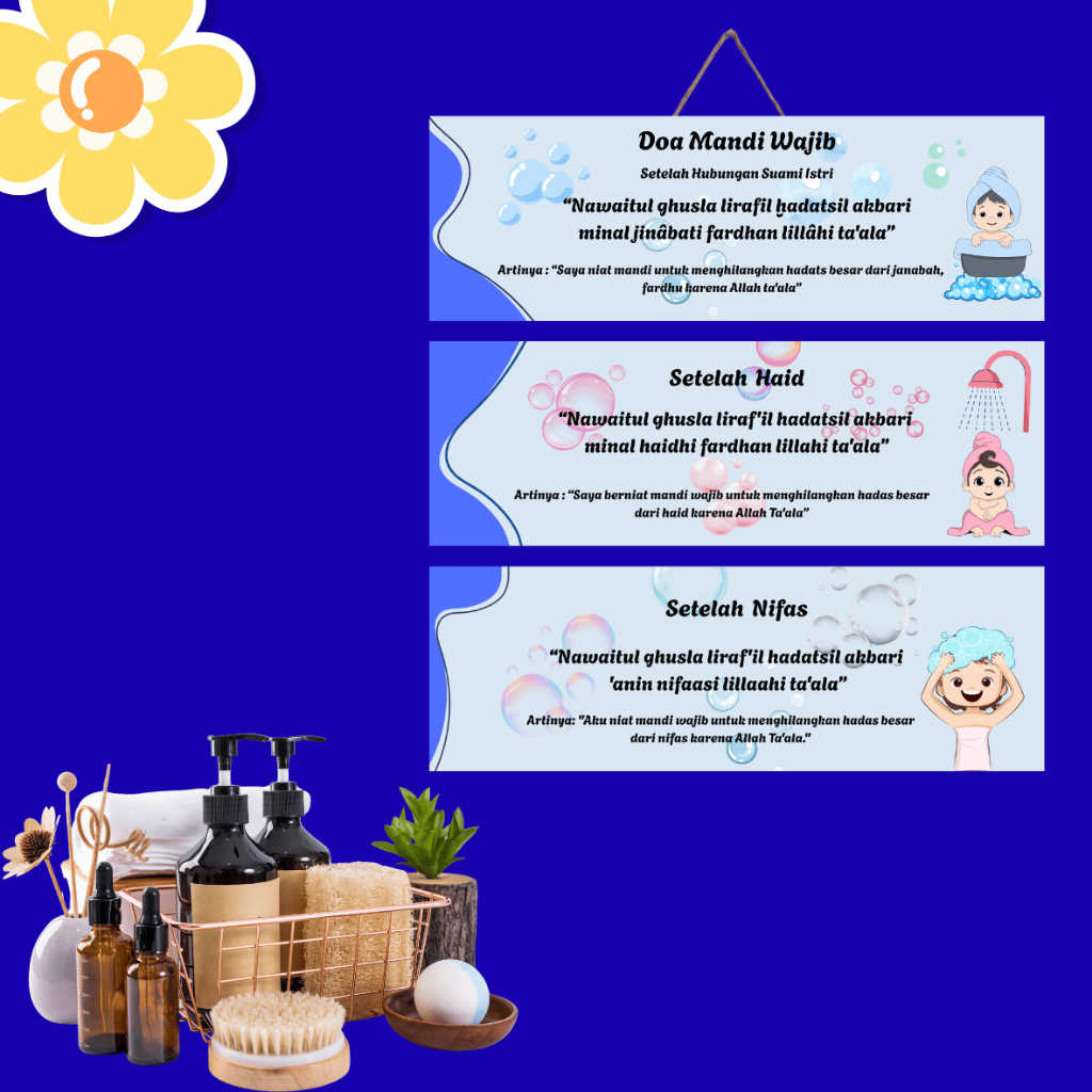Hiasan Dinding Doa Mandi Wajib Gantung 1 set | Pajangan Kamar Mandi Doa Mandi Wajib