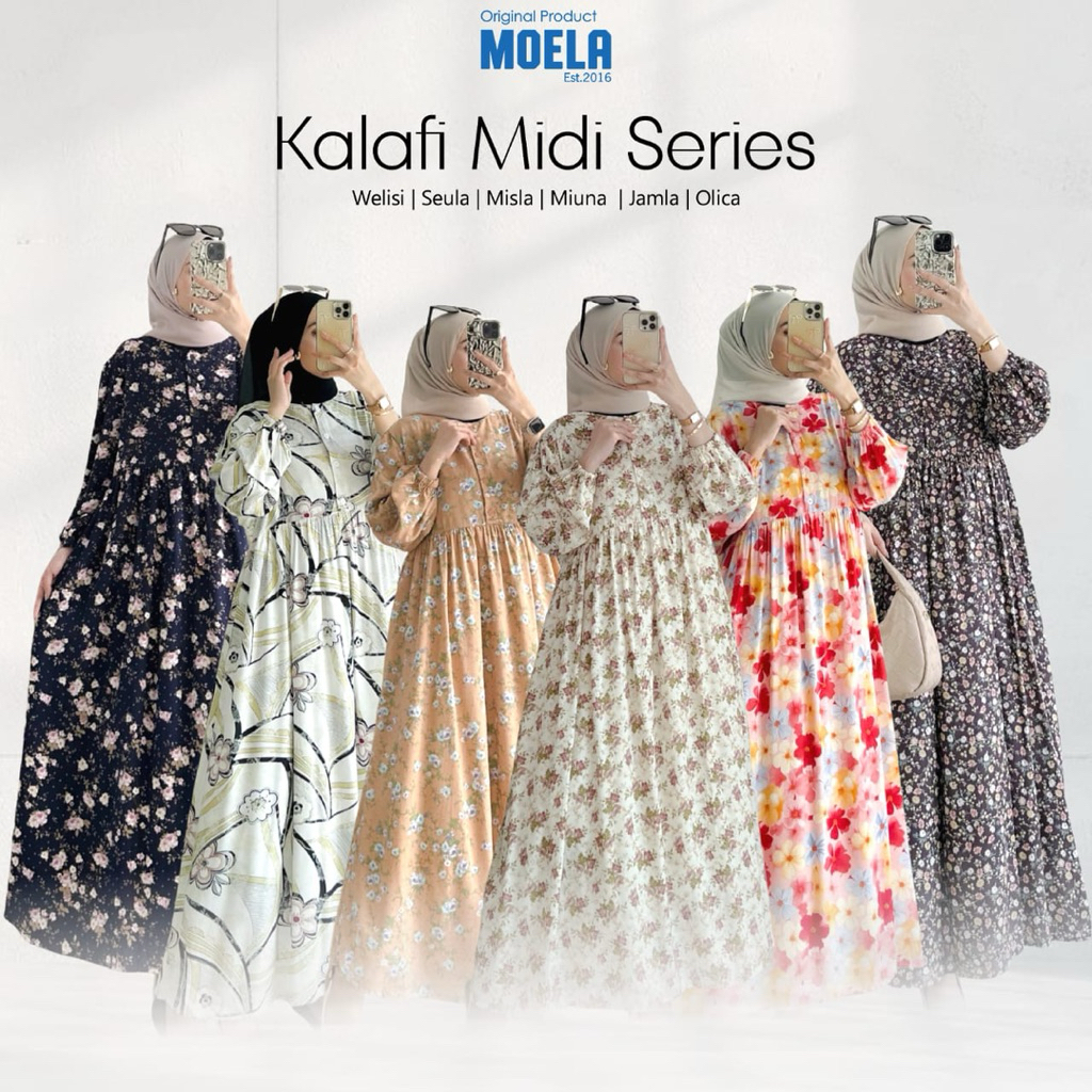 MOELA - KALAFI MIDI DRESS MOTIF BERLABEL & ORIGINAL