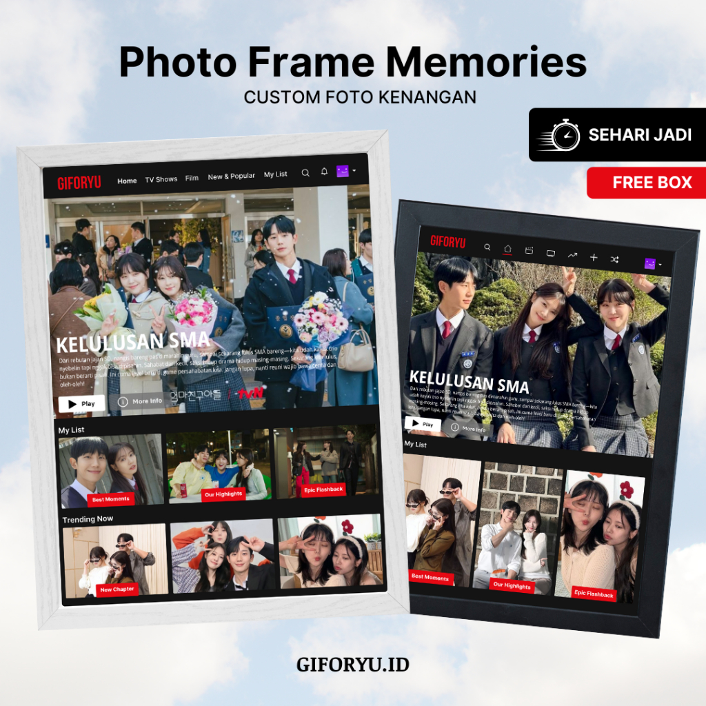 Custom Foto Kenangan Frame 5R Bingkai Cetak Foto Film | Kado Unik Ultah Wisuda Anniversary Gift