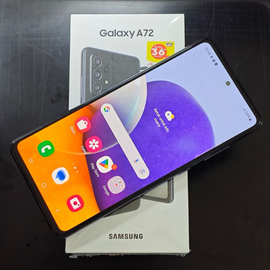 Samsung a72 ram 8/128 second fullset original resmi sein