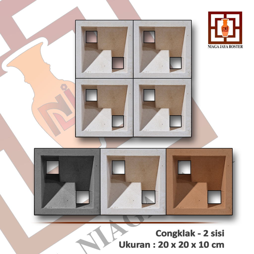 NIAGAJAYA ROSTER- ROSTER BETON MINIMALIS 20X20CM, VENTILASI UDARA, LOSTER PUTIH, BATA ROSTER, BATU R