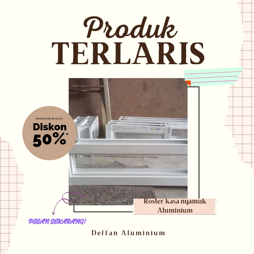 loster aluminium / lobang angin jendela pintu 17,5x30 sampai 80cm