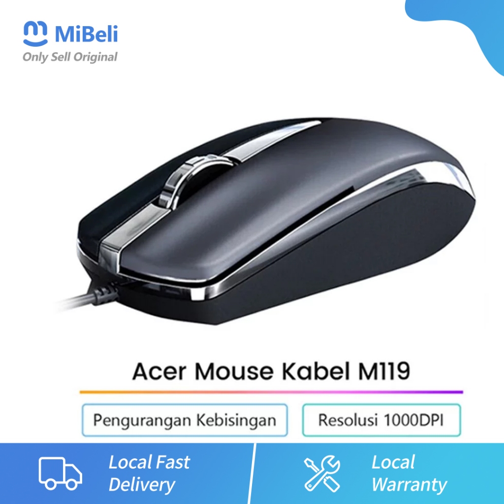 Acer Mouse Kabel M119 Pengurangan Kebisingan Resolusi 1000DPI Mouse Laptop Mouse Gaming