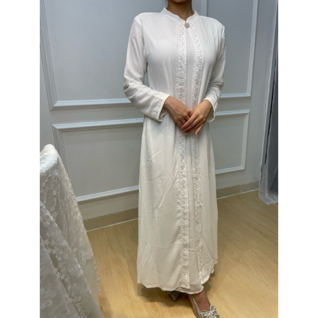 Aalya & Co. | Ara Gamis Putih / Gamis Trendy 2025 / Gamis Mewah / Gamis Kekinian / Gamis Wanita