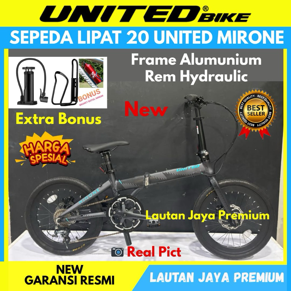 Sepeda Lipat 20 United Mirone Frame Allumunium New