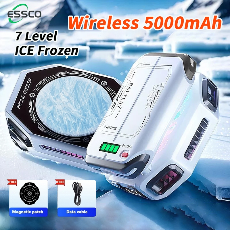 (HOT)ESSCO X111Pro FanCooler Wireless 5000mAh FunCooler Battery Rechargeable 7 Level Pendingin HP Co