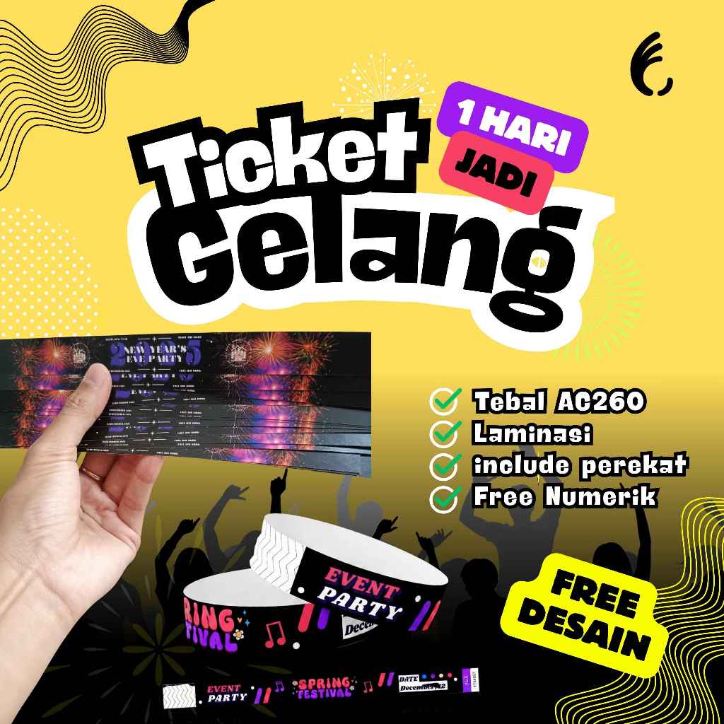 GELANG TIKET CUSTOM / TIKET GELANG KONSER / TIKET MASUK PLAYGROUND KOLAM RENANG /