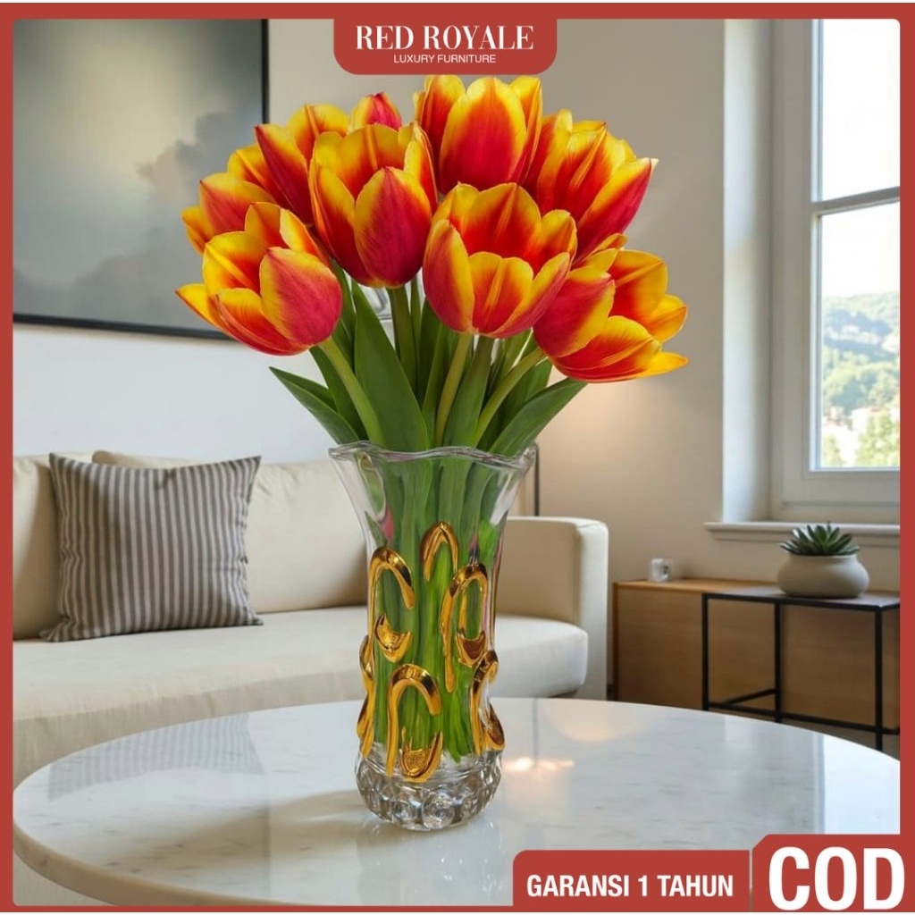 vas bunga kaca kristal pajangan dekorasi hiasan