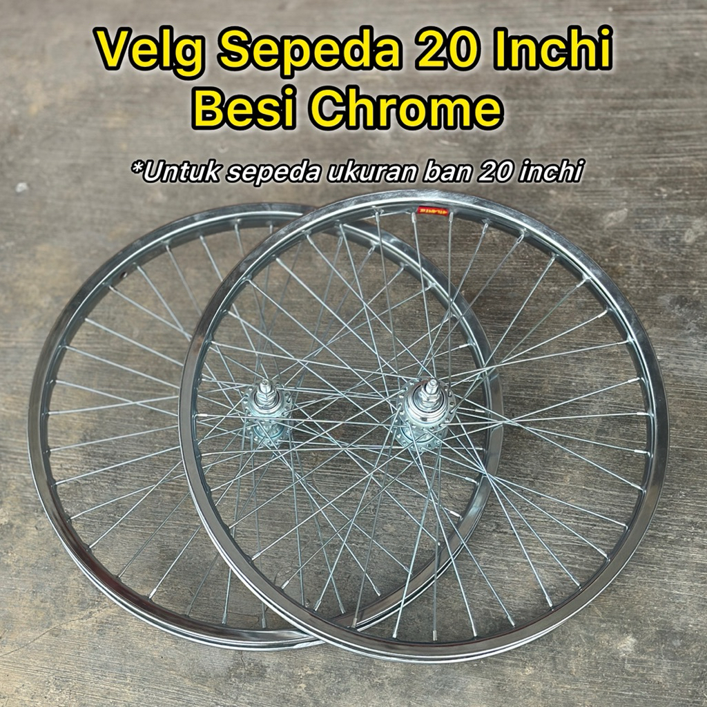 Berjaya Bike - Velg SETELAN SEPEDA 20 DEPAN / BELAKANG / PELEK SEPEDA 20 KOMPLIT / VELG SEPEDA BMX /