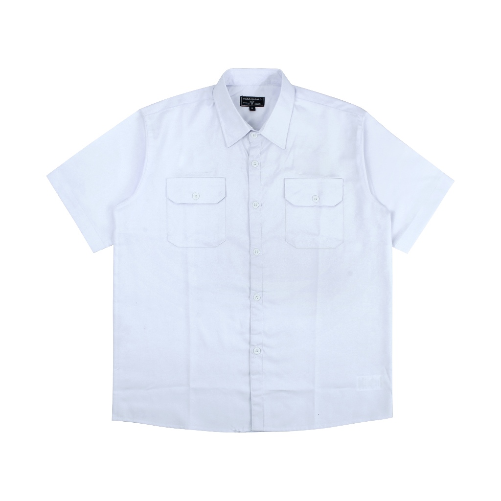 Virgo Hazard Workshirt Kemeja Polos Casual Putih - Hijau Army