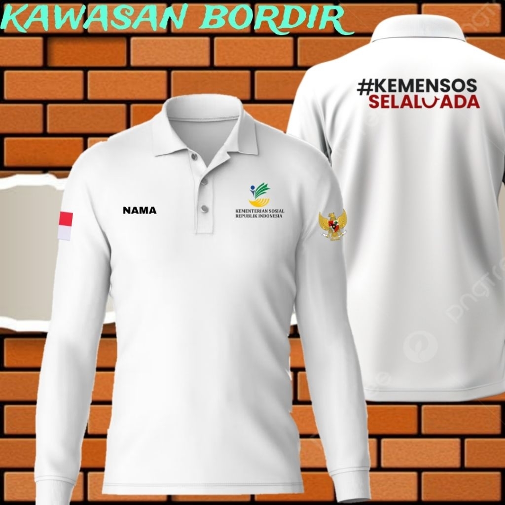 Terbaru polo shirt Kemensos kaos kemensos seragam Kemensos baju Kemensos full bordir..