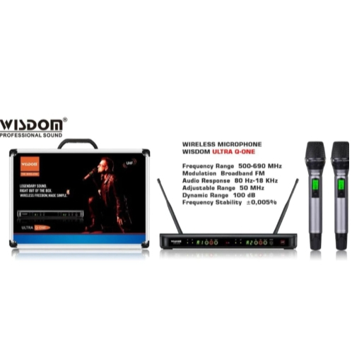 Mic Wireless WISDOM ULTRA Q ONE Q-1 Original Free Koper 2 Mic Handheld