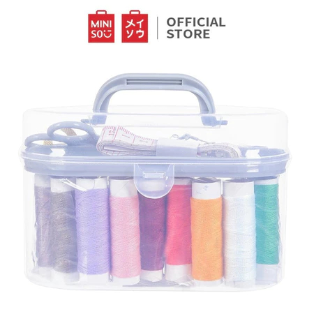 MINISO Kotak Alat Jahit Box Set 10 Warna Benang Abu-abu Praktis Lengkap Resmi dari MINISO Official S