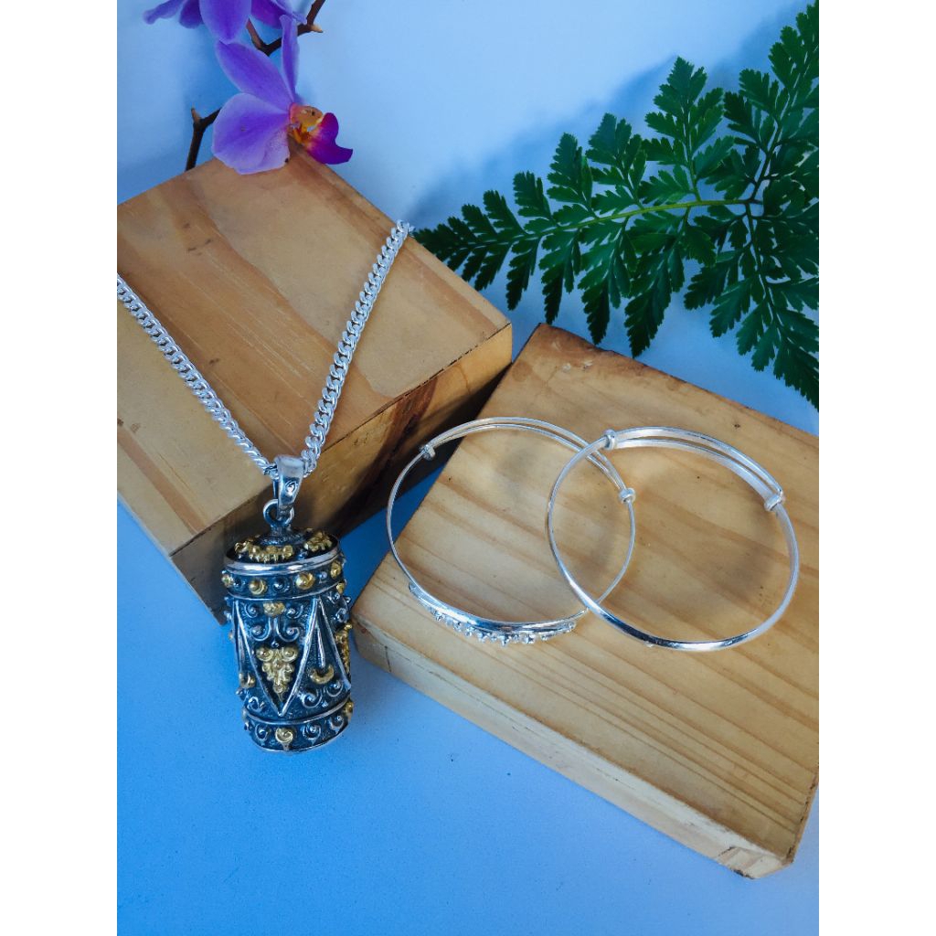 GELANG PERAK UKIR & POLOS KADAR 925 UNTUK BAYI 3 BULANAN