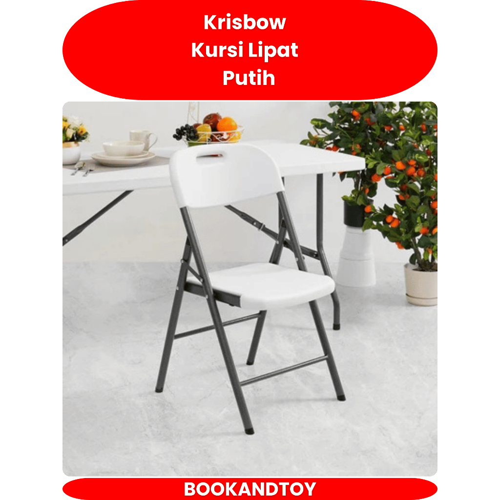 Folding Chair White Krisbow Kursi Lipat Putih