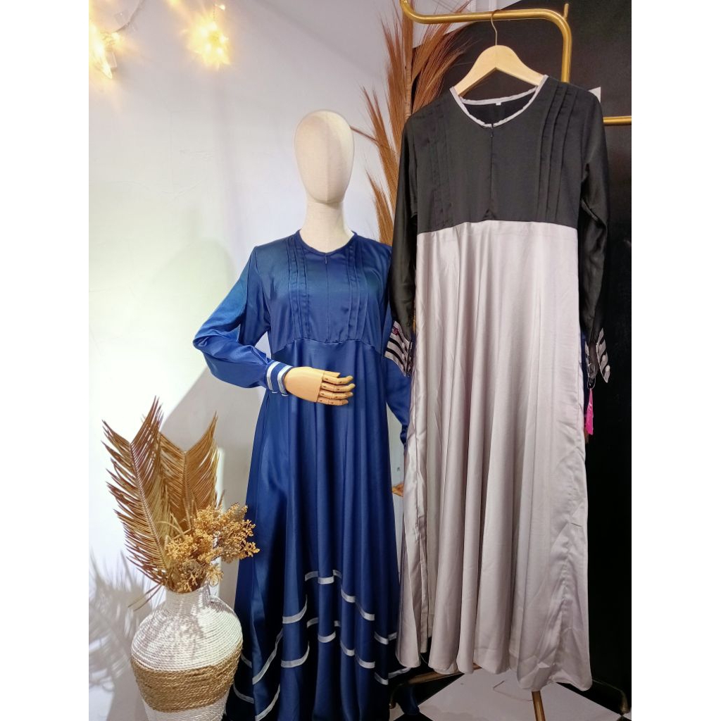 Gamis Salist Sateen Gamis Daily Wear Gamis wanita Pakaian wanita_Anifahgriyamuslim