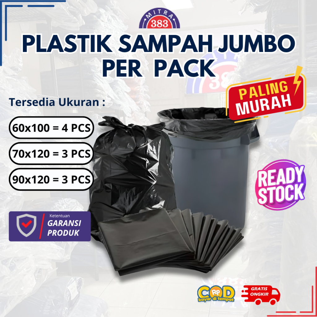 DUA KOI - Trash Bag Kantong Plastik Sampah 60x100 70x120 90x120 Hitam Jumbo Besar Tebal Kualitas Sup