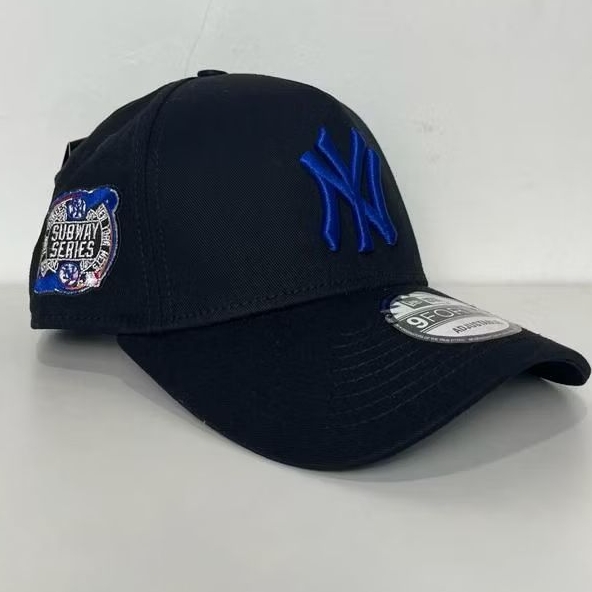 topi baseball hitam bordir biru NY adjustabel uniseks model terbaru a frame street wear