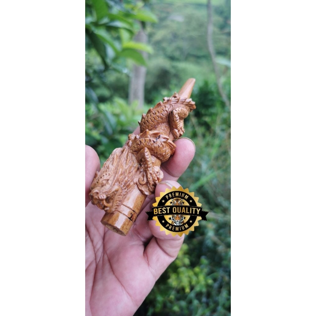 Pipa Once Ukiran Naga Handmade – Kayu Kaboa Bertuah Asli | Koleksi Premium
