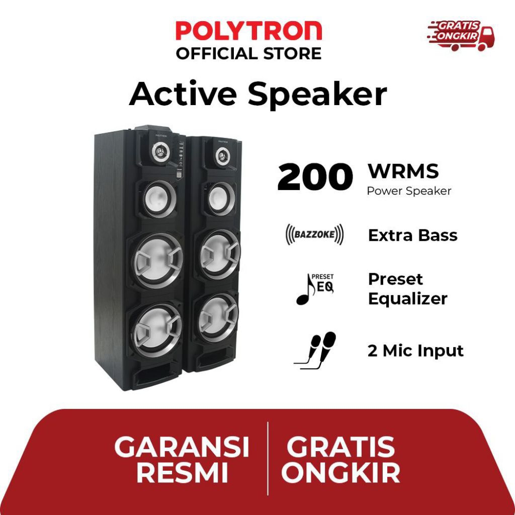 SPEAKER AKTIF POLYTRON PAS 8EF22 | PAS8EF22 PAS - 8EF22 BLUETOOTH + RADIO