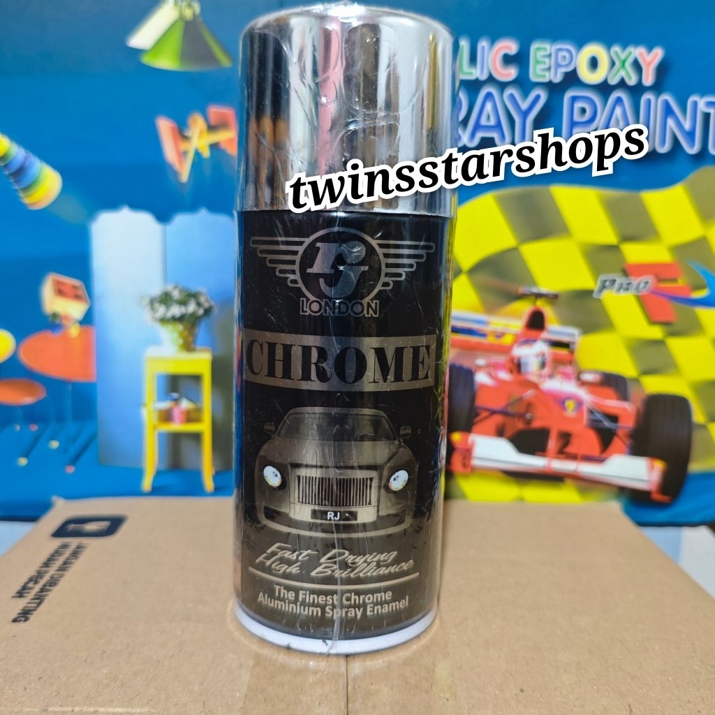 Pilok Pilox Pylox Cat Rj Chrome Krum Stainless Glossy Mengkilap London Spray Paint 150cc