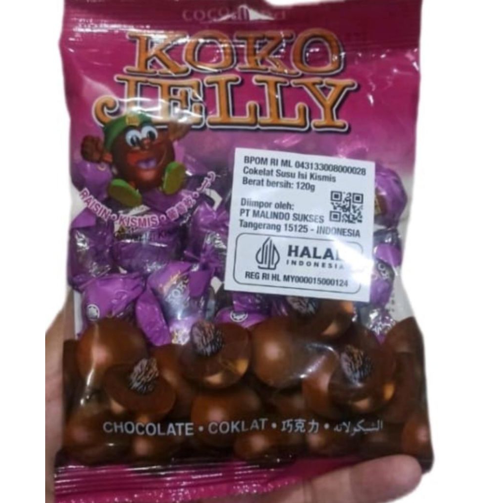 Koko Jelly Cocoaland Chocolate Coklat Susu Isi Kismis Malaysia 120g