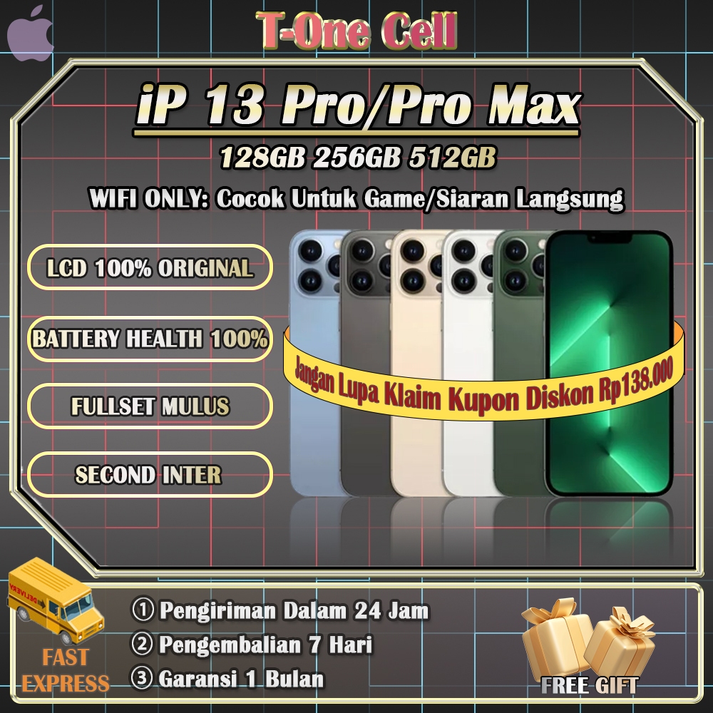iPhone 13 Pro/ProMax SECOND BEKAS 100% ORI 128/256/512GB INTER, New arrival, Stok Terbatas, Segera P