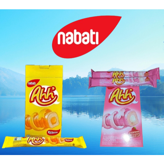 Richeese Nabati Ahh Keju / Strawberry Cheesecake Wafer 1 Box 10 Pcs