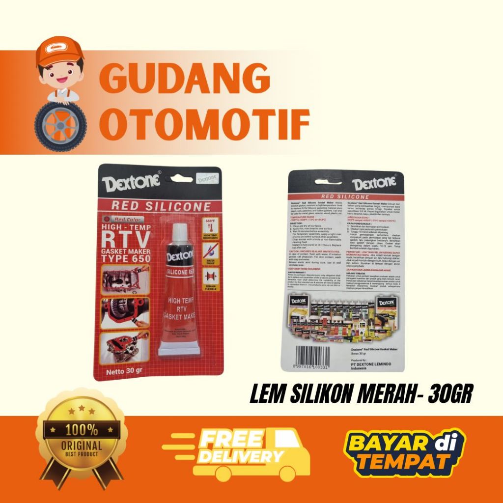 DEXTONE LEM SILIKON MERAH - 30GR