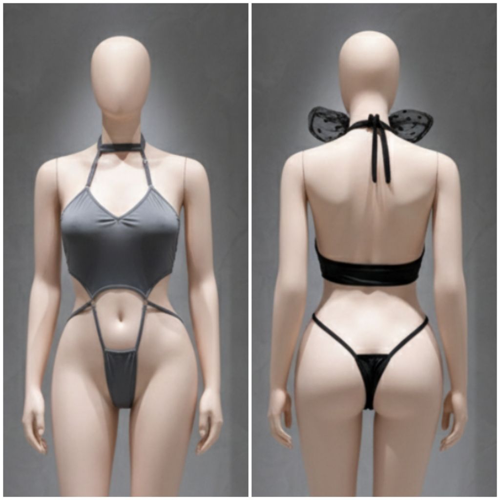 Lingerie Seksi Leotard Teddy Fit XL Model V Shape Bikini Bodysuit Tanktop Baju Renang