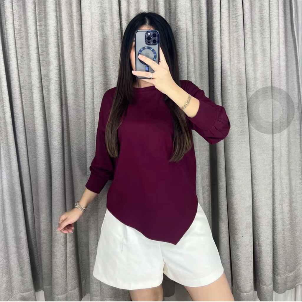 VIVIENNE TOP | SHIRT WANITA LENGAN PANJANG ASYMMETRIC TOP