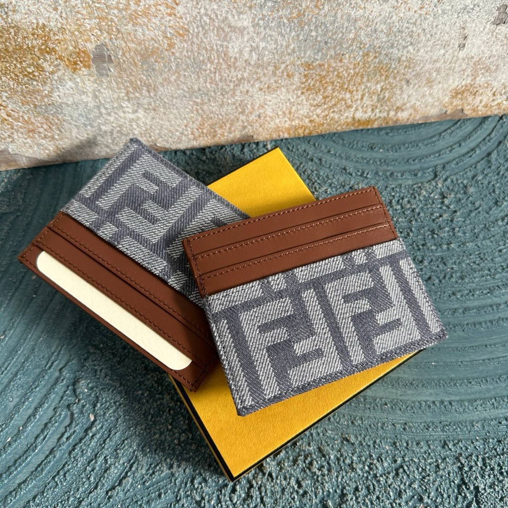 FENDI FF BAGUETTE DENIM CARD HOLDER