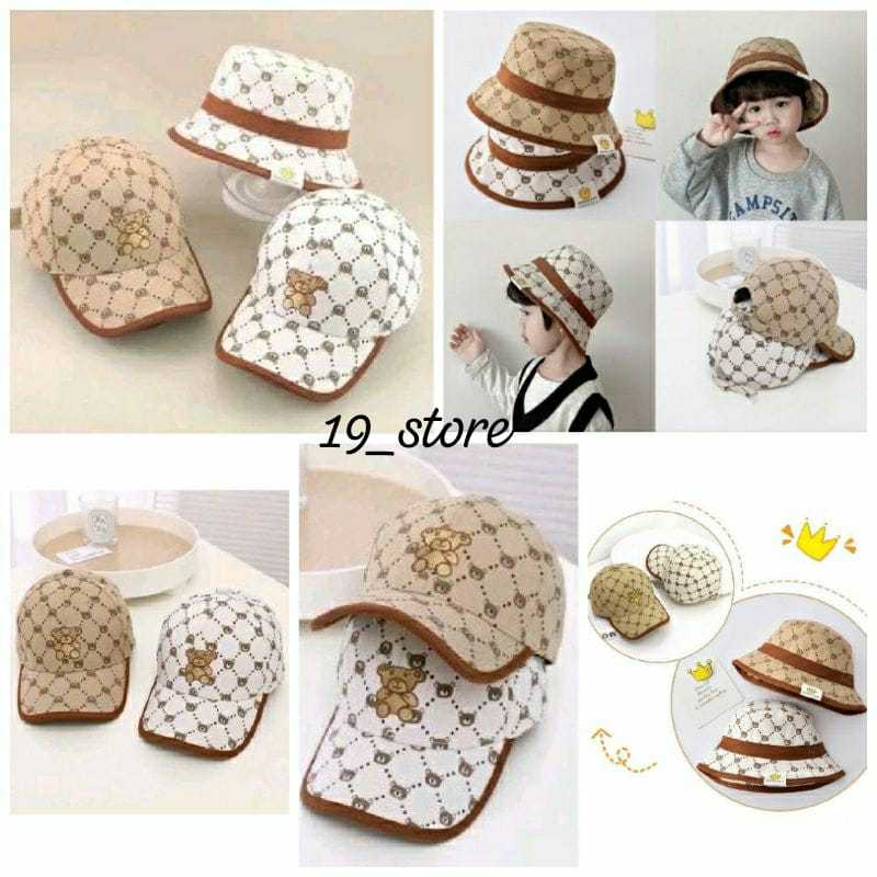 Topi anak Bear Topi bucket sablon full bear topi bayi