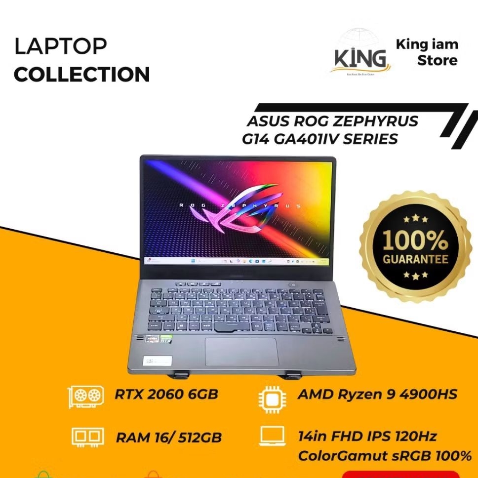 ASUS ROG Zephyrus G14 GA401IV Ryzen 9 RTX2060 RAM16GB SSD512GB Laptop Gaming Bekas Mulus