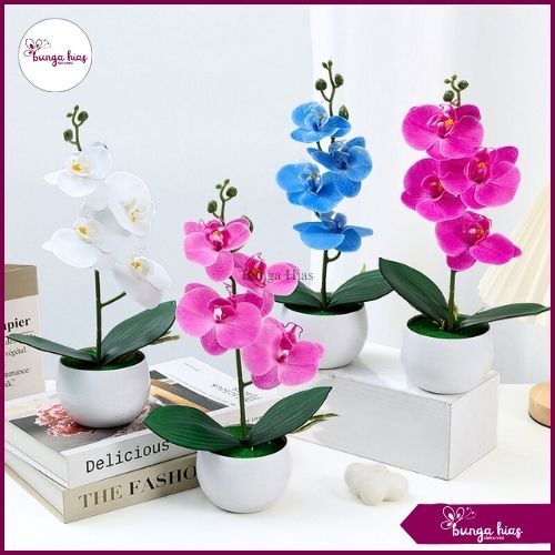 Bunga Anggrek Latex Daun / Daun Anggrek Latex / Anggrek Latex Artificial Hiasan Ruang Tamu (NK-200)