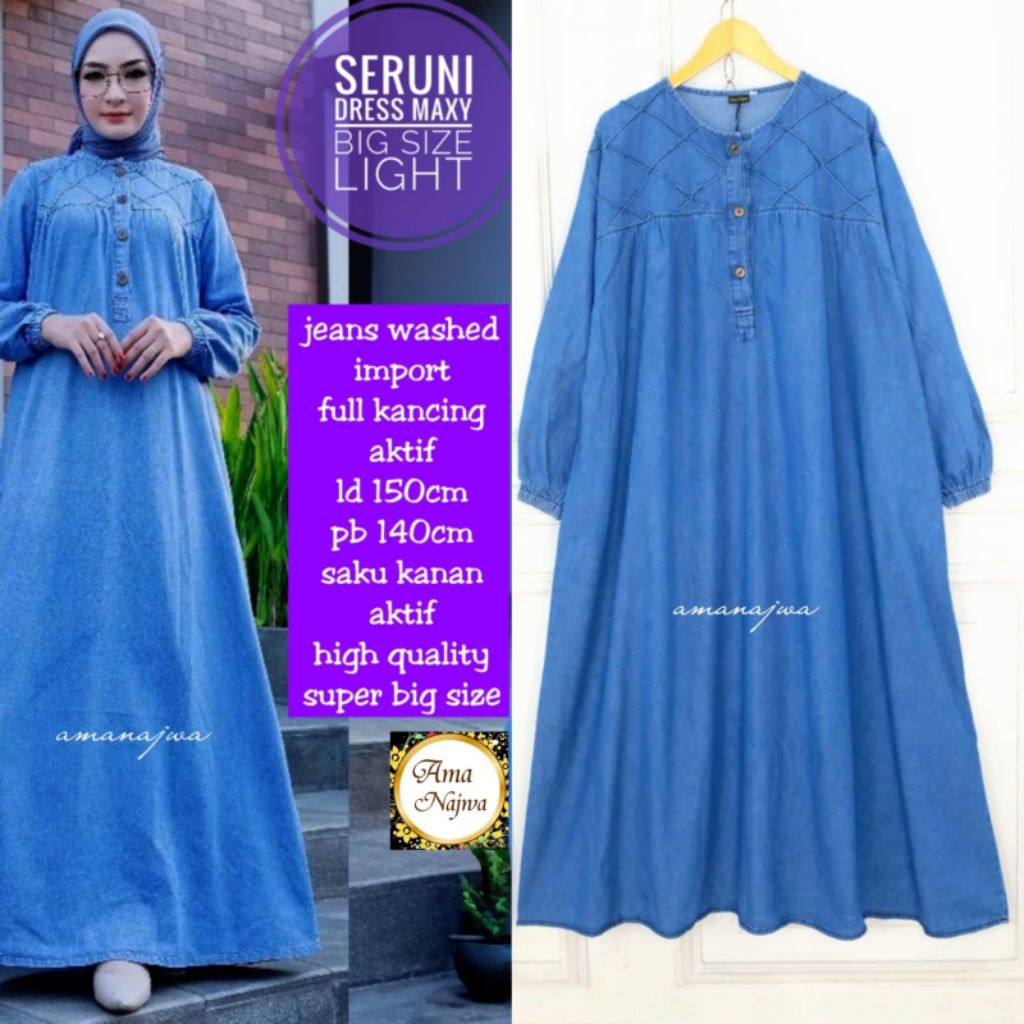 SUPER JUMBO LD 150 dan ld 128 cm SERUNI GAMIS BAJU WANITA BY AMANAJWA