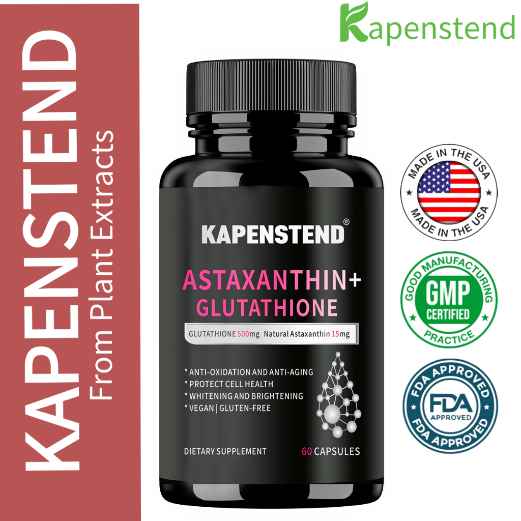 KAPENSTEND Astaxanthin Glutathione, 15mg, astaxanthin alami, melindungi sel