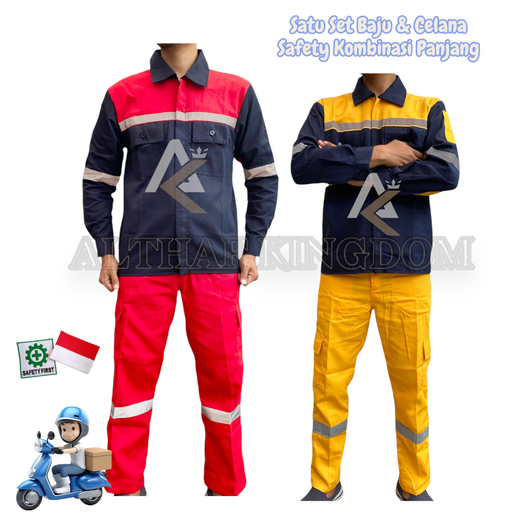 SETELAN WEARPACK WEARPACK ATASAN KEMEJA SAFETY STELAN WARNA DONGKER KOMBINASI PANJANG WEARPACK ATASA