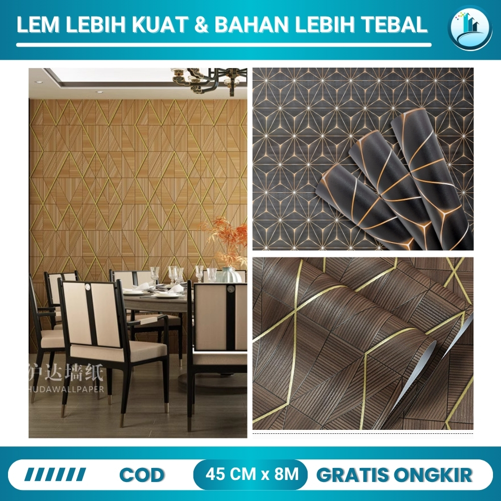 Wallstiker Wallpaper Dinding Rumah Model Geometris Ketupat Wallstiker Tempelan Dinding Kramik Coklat