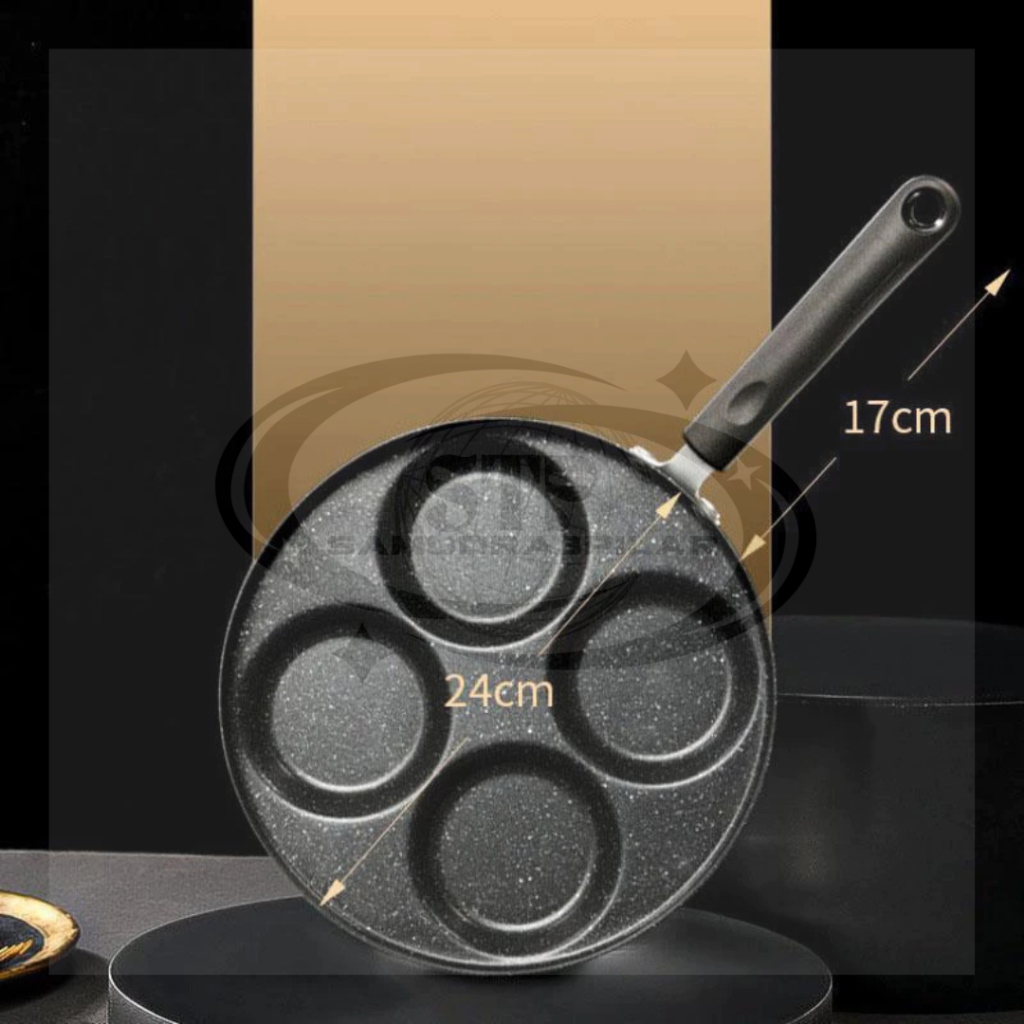 SAMUDRA Sinda (Bulat) Cetakan Telur Ceplok Teflon Telur 4 Lubang - High Quality Cetakan Telur Anti L