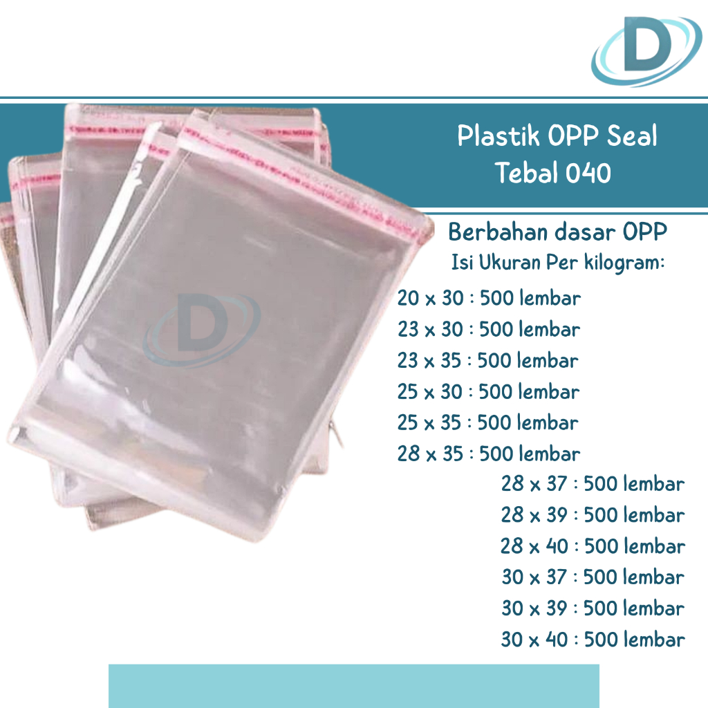 Plastik OPP Seal Bening Tebal 040 (Isi : 500 lembar) Plastik Packing Baju