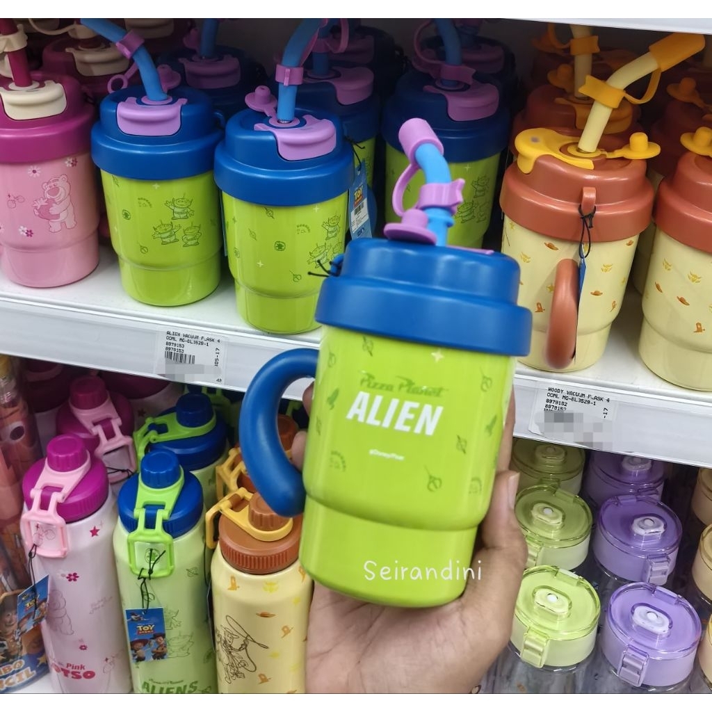 NEW!! Water Bottle Mug Tumbler Botol Vacuum Flask With Straw 400ml Disney Toy Story Woody Alien Lots